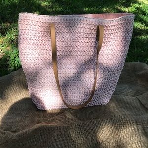 Blush wicker tote. NWT